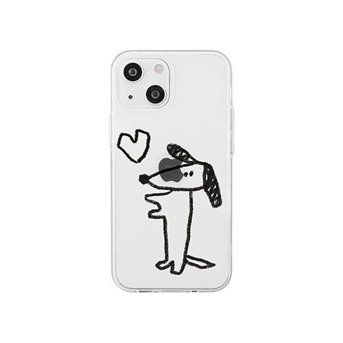 AKAN ソフトクリアケース for iPhone 14 イヌハート 背面カバー型 AK23513i14
