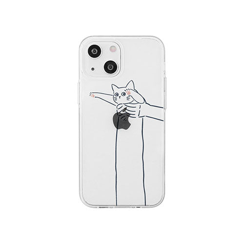 AKAN ソフトクリアケース for iPhone 14 だらーんシロネコ 背面カバー型 AK23515i14