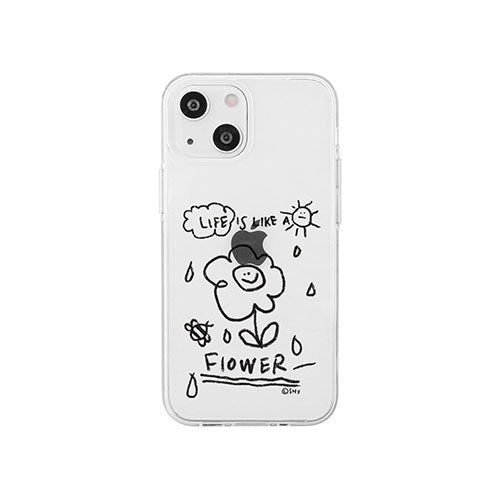 AKAN ソフトクリアケース for iPhone 14 花のような人生 背面カバー型 AK23516i14