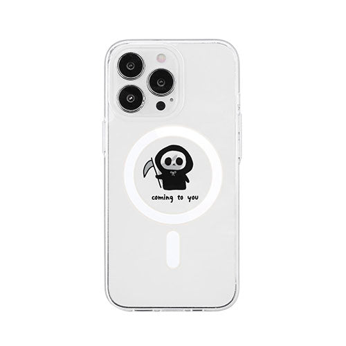 AKAN MagSafe対応クリアケース for iPhone 14 Pro ちび死神 背面カバー型 AK23520i14P
