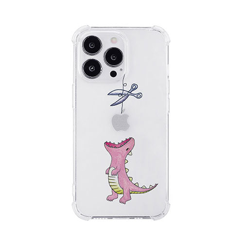 AKAN ソフトタフケース for iPhone 14 Pro はらぺこザウルス ピンク 背面カバー型 AK23526i14P