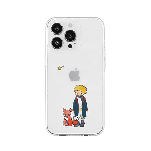 AKAN ソフトクリアケース for iPhone 14 Pro リトルプリンスとキツネ 背面カバー型 AK23536i14P