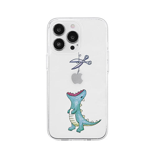 AKAN ソフトクリアケース for iPhone 14 Pro Max はらぺこザウルス グリーン 背面カバー型 AK23559i14PM