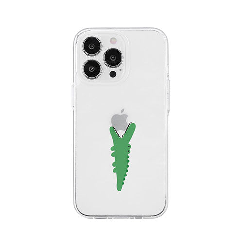 AKAN ソフトクリアケース for iPhone 14 Pro Max モグモグ ワニ 背面カバー型 AK23563i14PM
