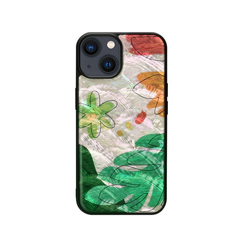 ikins 天然貝ケース for iPhone 14 Botanik Touch 1 背面カバー型 I23566i14