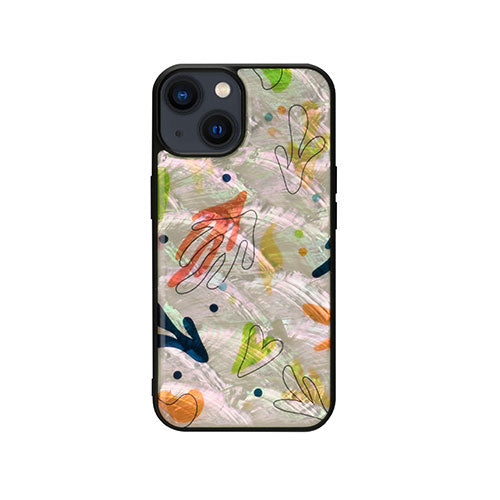 ikins 天然貝ケース for iPhone 14 Botanik Touch 2 背面カバー型 I23567i14