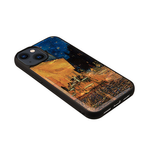 ikins 天然貝ケース for iPhone 14 夜のカフェテラス 背面カバー型 I23572i14
