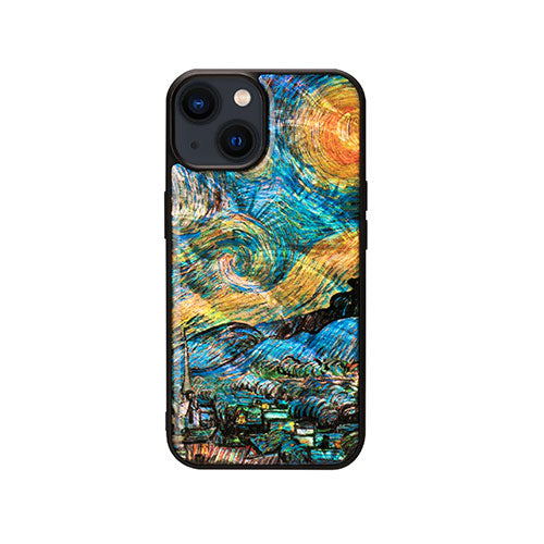 ikins 天然貝ケース for iPhone 14 星月夜 背面カバー型 I23573i14