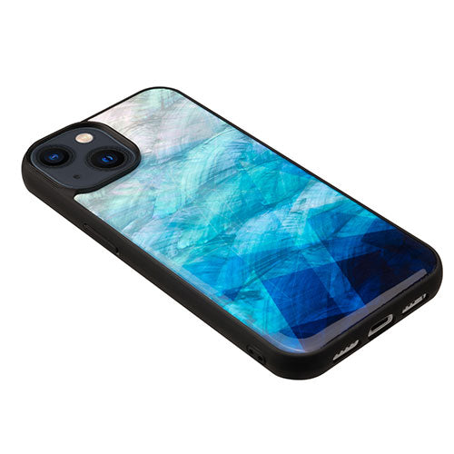 ikins 天然貝ケース for iPhone 14 Plus Blue Lake 背面カバー型 I23605i14M