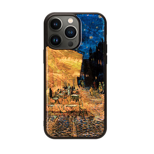 ikins 天然貝ケース for iPhone 14 Pro Max 夜のカフェテラス 背面カバー型 I23609i14PM