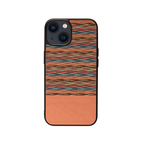 Man & Wood 天然木ケース for iPhone 14 Browny Check  背面カバー型 I23624i14