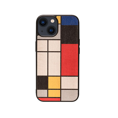Man & Wood 天然木ケース for iPhone 14 Mondrian Wood  背面カバー型 I23625i14