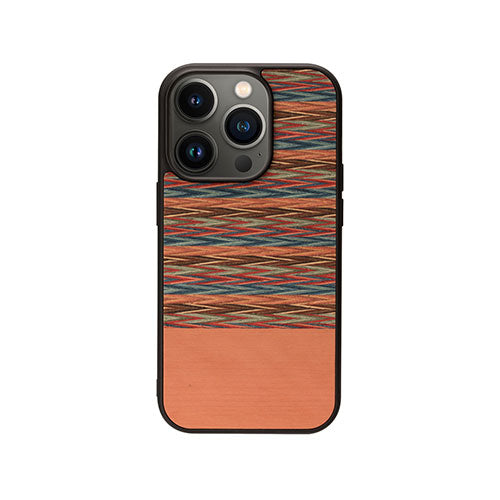 Man & Wood 天然木ケース for iPhone 14 Pro Browny Check  背面カバー型 I23634i14P