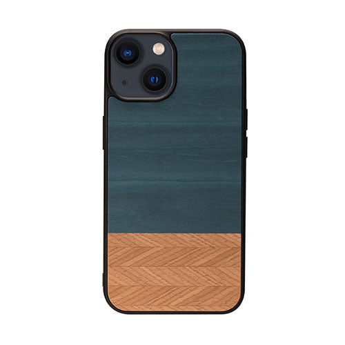 Man & Wood 天然木ケース for iPhone 14 Plus Denim  背面カバー型 I23640i14M