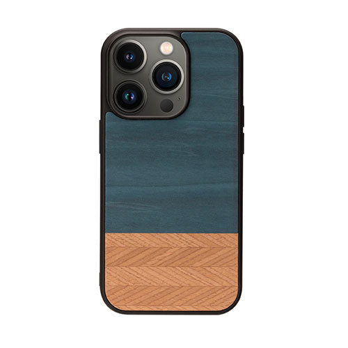 Man & Wood 天然木ケース for iPhone 14 Pro Max Denim  背面カバー型 I23646i14PM
