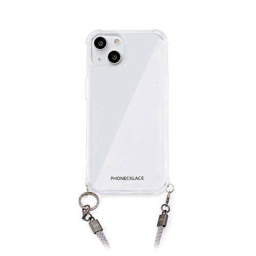 PHONECKLACE ロープショルダーストラップ付きクリアケース for iPhone 14 グレー 背面カバー型 PN23852i14GR