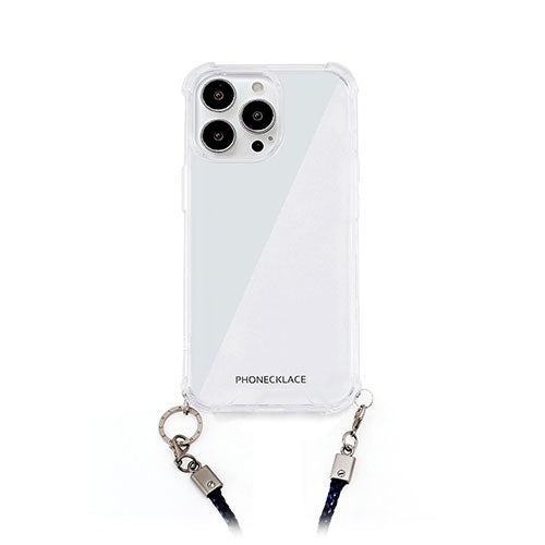 PHONECKLACE ロープショルダーストラップ付きクリアケース for iPhone 14 Pro ネイビー 背面カバー型 PN23876i14PNV
