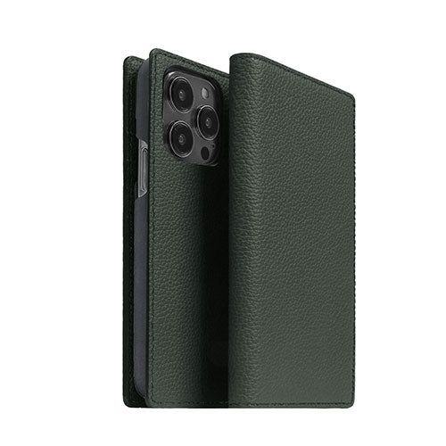 abbi SIGNATURE VINTAGE イタリアンレザーダイアリーケース for iPhone 14 Pro グリーン 手帳型 ABS24071i14PGR