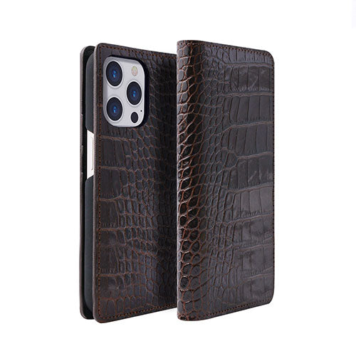 abbi SIGNATURE LIPARI イタリアンレザーダイアリーケース for iPhone 14 Pro ダークブラウン 手帳型 ABS24080i14PDB