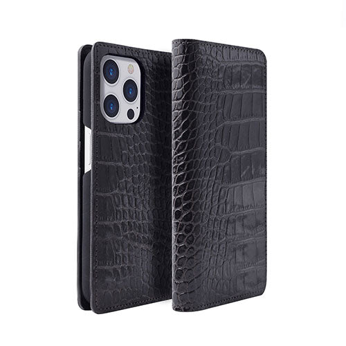 abbi SIGNATURE LIPARI イタリアンレザーダイアリーケース for iPhone 14 Pro Max ブラック 手帳型 ABS24090i14PMBK