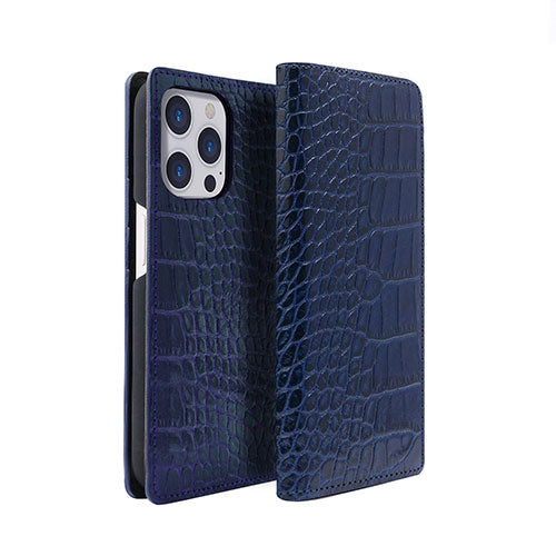 abbi SIGNATURE LIPARI イタリアンレザーダイアリーケース for iPhone 14 Pro Max ネイビー 手帳型 ABS24091i14PMNV