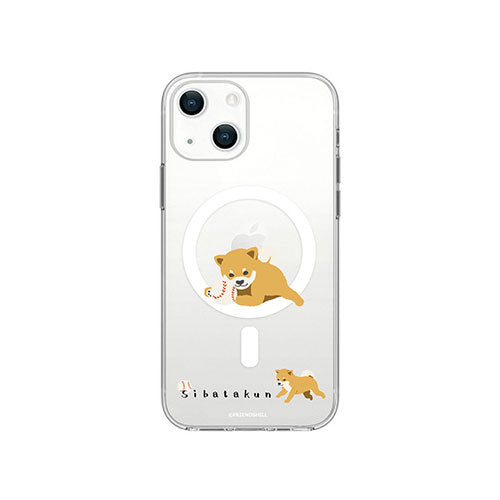 abbi FRIENDS 公式ライセンス品 しばたさんMagSafe対応クリアケース for iPhone 14 ボール取ってきて 背面カバー型 ABF24181i14