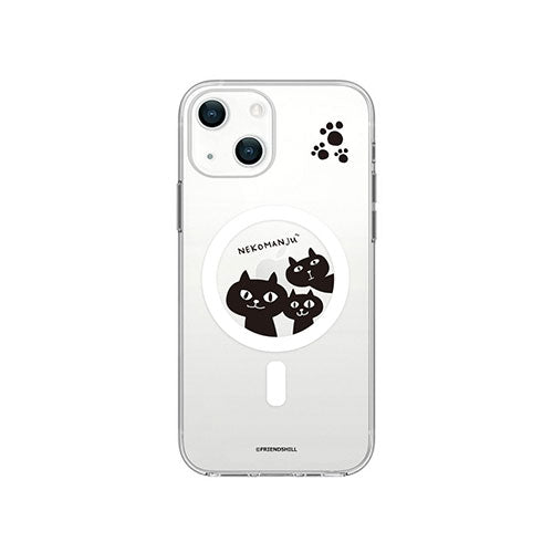 abbi FRIENDS 公式ライセンス品 ネコマンジュウMagSafe対応クリアケース for iPhone 14 覗いてごらん 背面カバー型 ABF24186i14