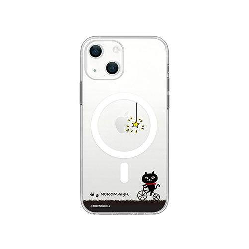 abbi FRIENDS 公式ライセンス品 ネコマンジュウMagSafe対応クリアケース for iPhone 14 サイクリング 背面カバー型 ABF24188i14