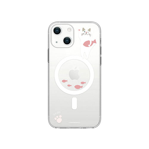 abbi FRIENDS 公式ライセンス品 ターチャンMagSafe対応クリアケース for iPhone 14 おさかなピンク 背面カバー型 ABF24192i14