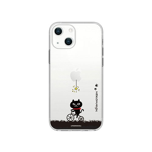 abbi FRIENDS 公式ライセンス品 ネコマンジュウソフトクリアケース for iPhone 14 サイクリング 背面カバー型 ABF24206i14