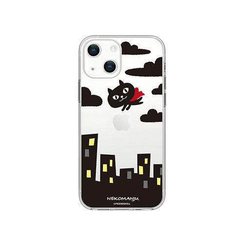 abbi FRIENDS 公式ライセンス品 ネコマンジュウソフトクリアケース for iPhone 14 赤いマント 背面カバー型 ABF24207i14