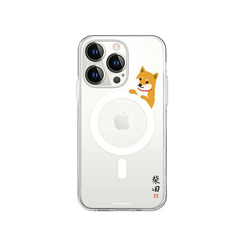 abbi FRIENDS 公式ライセンス品 しばたさんMagSafe対応クリアケース for iPhone 14 Pro 柵の向こう 背面カバー型 ABF24219i14P