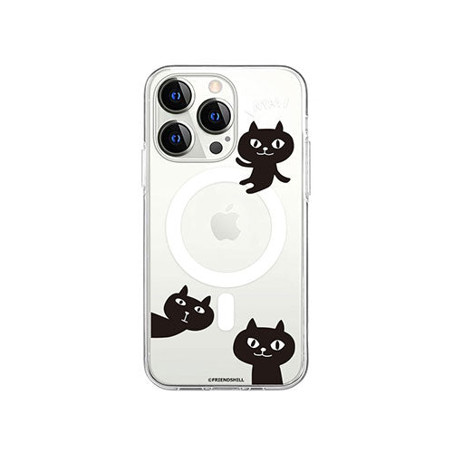 abbi FRIENDS 公式ライセンス品 ネコマンジュウMagSafe対応クリアケース for iPhone 14 Pro 仲良しトリオ 背面カバー型 ABF24221i14P