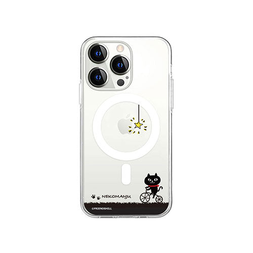 abbi FRIENDS 公式ライセンス品 ネコマンジュウMagSafe対応クリアケース for iPhone 14 Pro サイクリング 背面カバー型 ABF24222i14P
