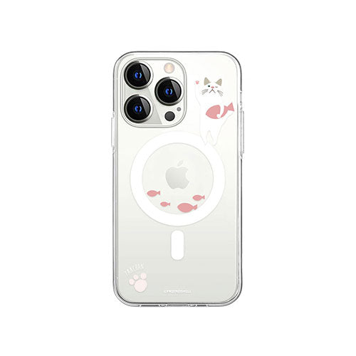 abbi FRIENDS 公式ライセンス品 ターチャンMagSafe対応クリアケース for iPhone 14 Pro おさかなピンク 背面カバー型 ABF24226i14P