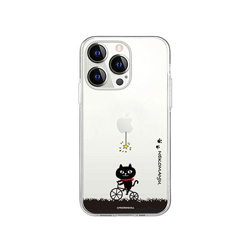abbi FRIENDS 公式ライセンス品 ネコマンジュウソフトクリアケース for iPhone 14 Pro サイクリング 背面カバー型 ABF24240i14P