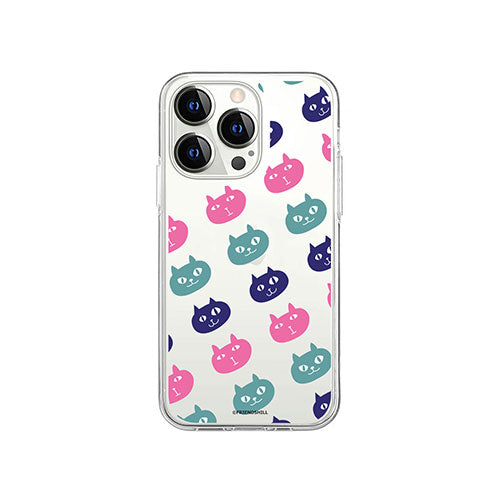 abbi FRIENDS 公式ライセンス品 ネコマンジュウソフトクリアケース for iiPhone 14 Pro ネコマンジュウパターン 背面カバー型 ABF24242i14P