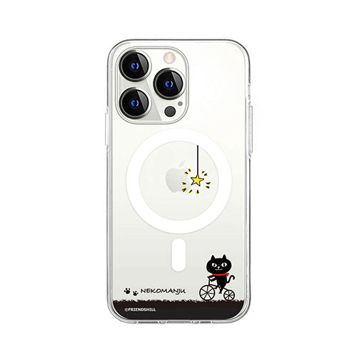 abbi FRIENDS 公式ライセンス品  ネコマンジュウMagSafe対応クリアケース for iPhone 14 Pro Max サイクリング 背面カバー型 ABF24257i14PM