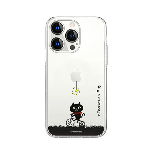 abbi FRIENDS 公式ライセンス品 ネコマンジュウソフトクリアケース for iPhone 14 Pro Max サイクリング 背面カバー型 ABF24260i14PM