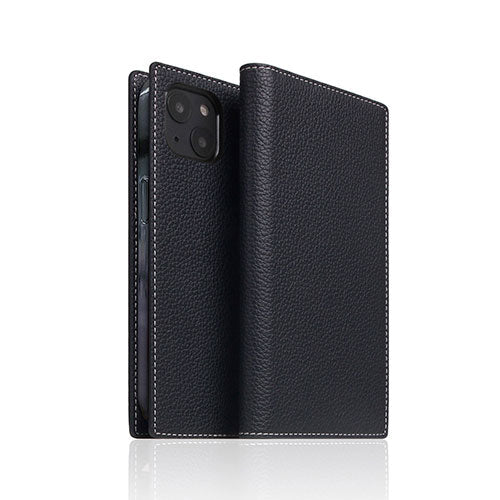 SLG Design Full Grain Leather Case for iPhone 14 ブラックブルー 手帳型 SD24311i14BB