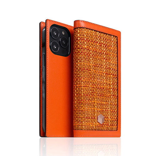 SLG Design Edition Calf Skin Leather Diary for iPhone 14 Pro オレンジ 手帳型 SD24333i14POR
