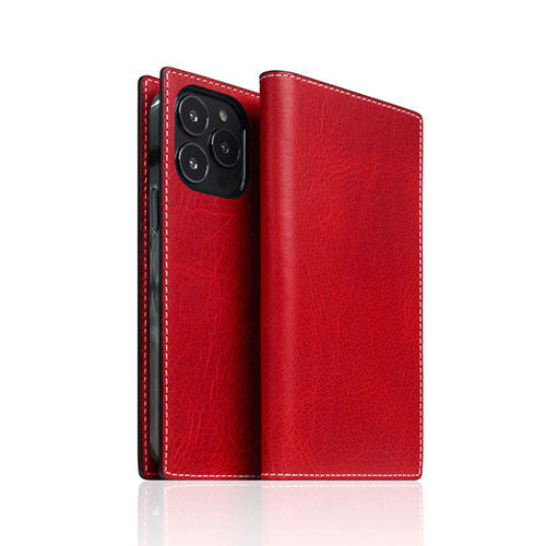 SLG Design Badalassi Wax case for iPhone 14 Pro Max レッド 手帳型 SD24347i14PMRD