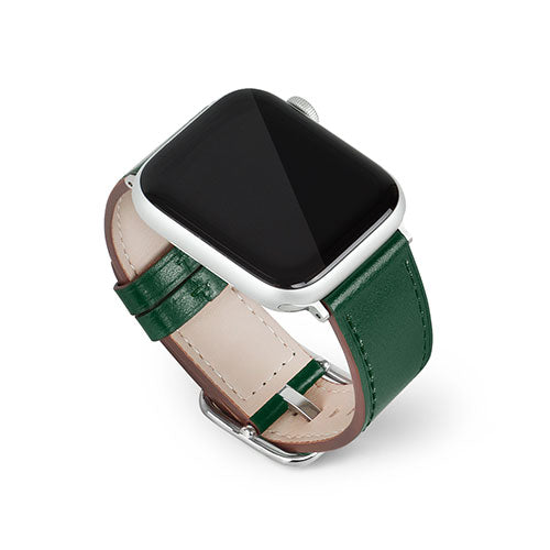 EGARDEN スクエアバックル本革バンド for Apple Watch 49/45/44/42mm ディープグリーン EG24860AWGN