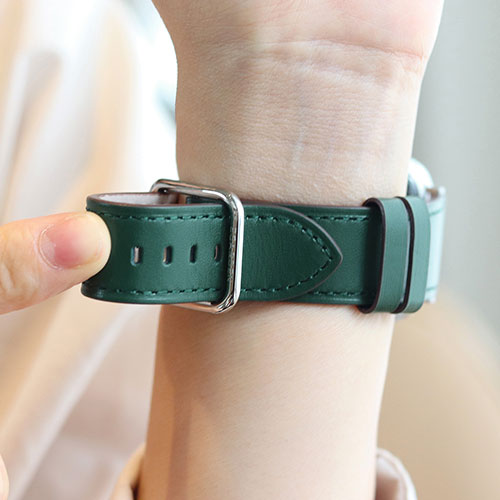 EGARDEN スクエアバックル本革バンド for Apple Watch 49/45/44/42mm ディープグリーン EG24860AWGN