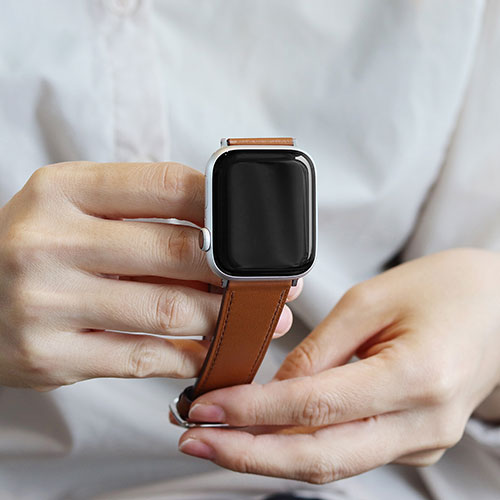 EGARDEN スクエアバックル本革バンド for Apple Watch 41/40/38mm ブラウン EG24864AWBR