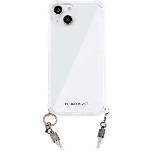 PHONECKLACE フォンネックレス ロープショルダーストラップ付きクリアケース for iPhone 15　グレー PN25560i15
