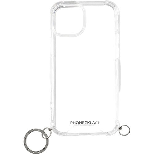 PHONECKLACE フォンネックレス ストラップ用リング付きクリアケース　for iPhone 15　シルバーチャーム PN25564i15