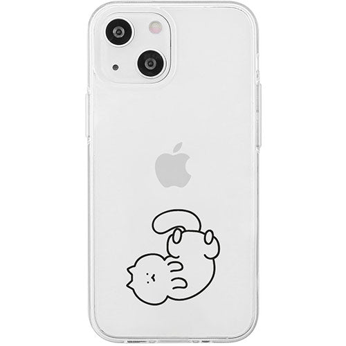 AKAN エイカン ソフトクリアケース for iPhone 15 猫ちゃんはリラックス中 AK25620i15
