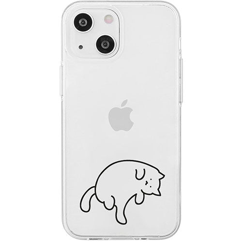 AKAN エイカン ソフトクリアケース for iPhone 15 猫ちゃんはグルーミング中 AK25621i15