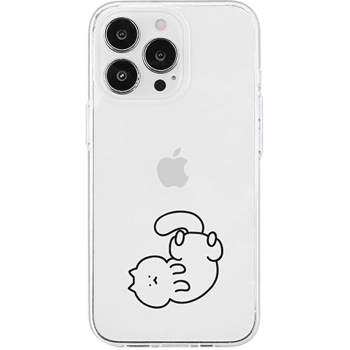 AKAN エイカン ソフトクリアケース for iPhone 15 Pro 猫ちゃんはリラックス中 AK25640i15PR